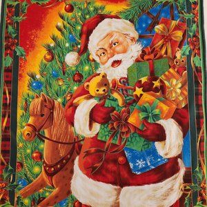 Handmade.Wall pano with Santa and gifts print.